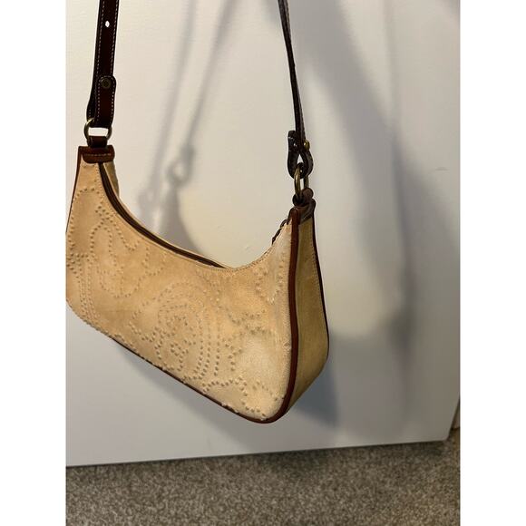 Brahmin Vintage Tan Suede Leather Brown Baguette Purse - Picture 5 of 9